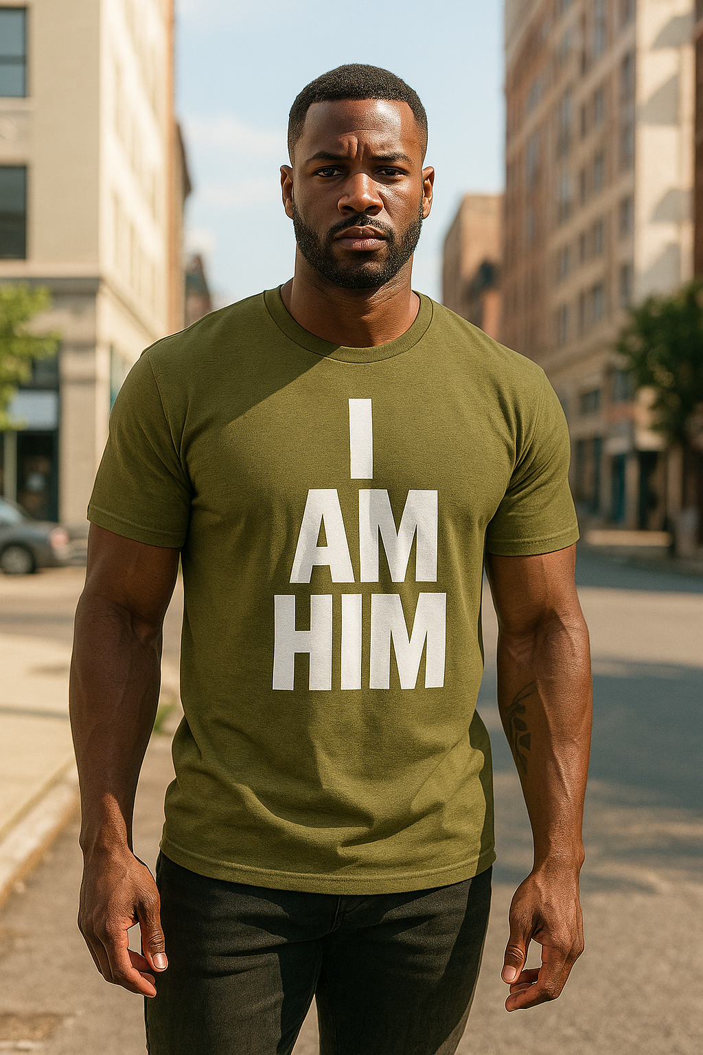 I AM HIM Unisex Tri-Blend Crew Tee | Casual Wear, Gift for Him, Everyday Comfort, Statement Shirt, Soft Tee