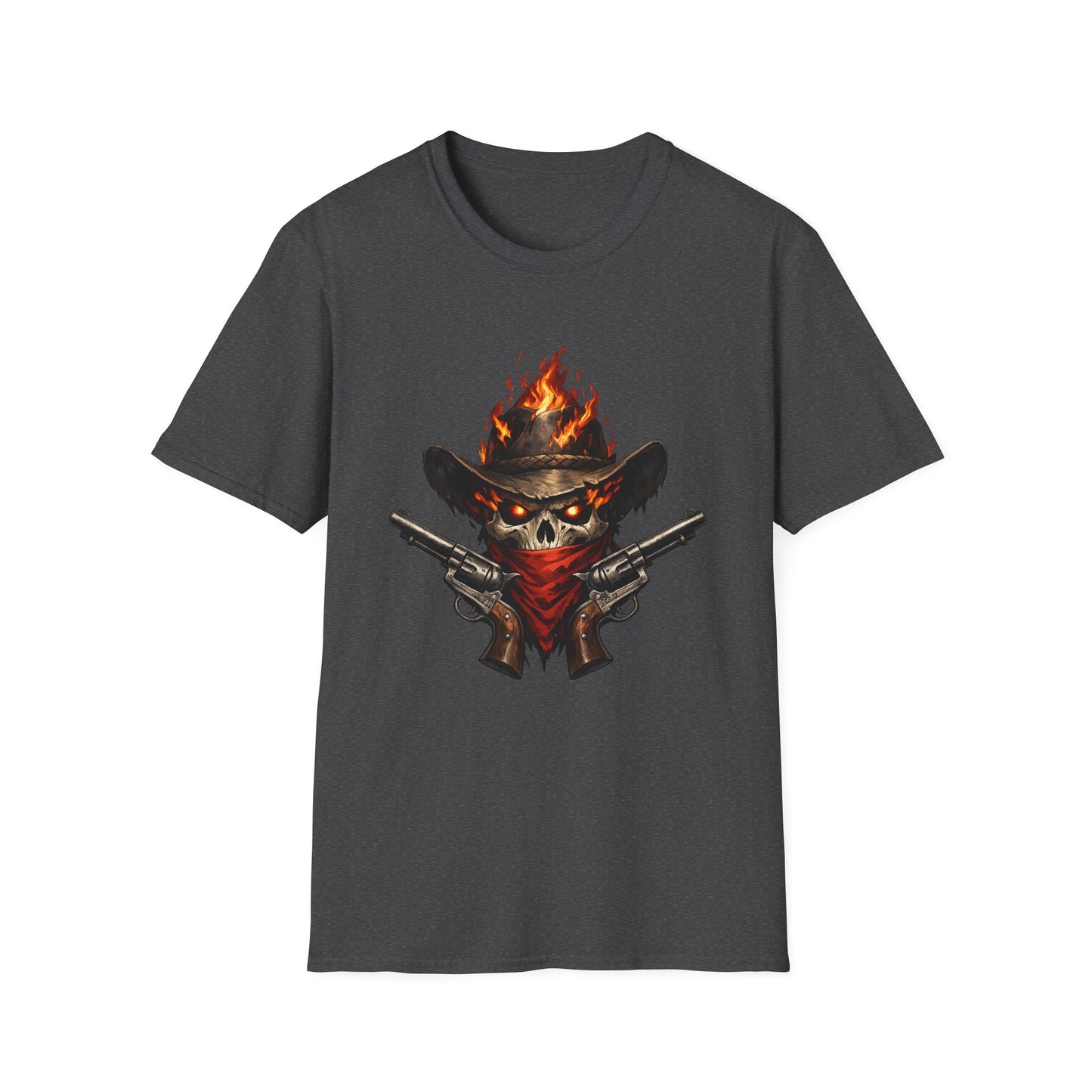 Flaming Skull Cowboy T-Shirt – Western Outlaw Graphic Tee
