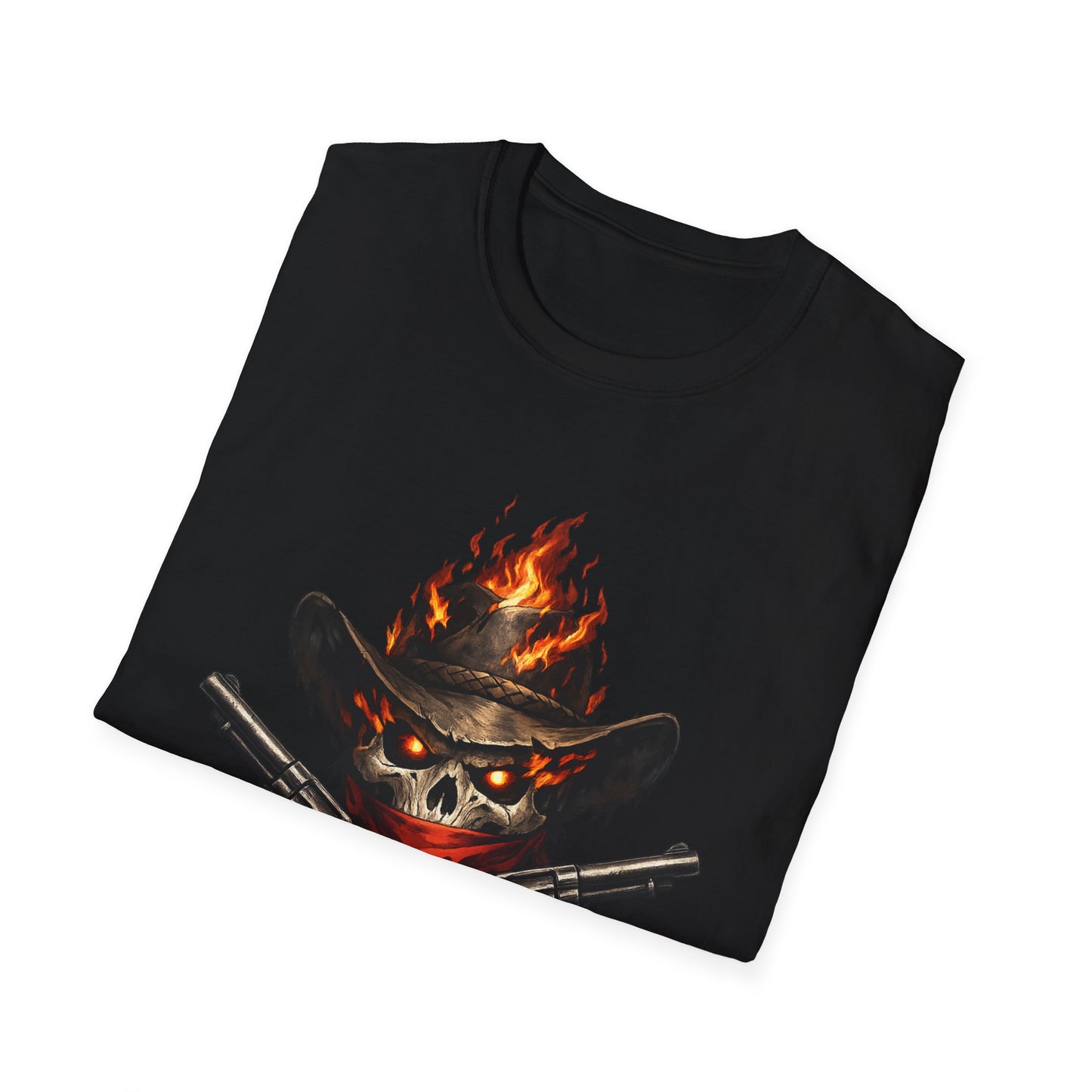 Flaming Skull Cowboy T-Shirt – Western Outlaw Graphic Tee