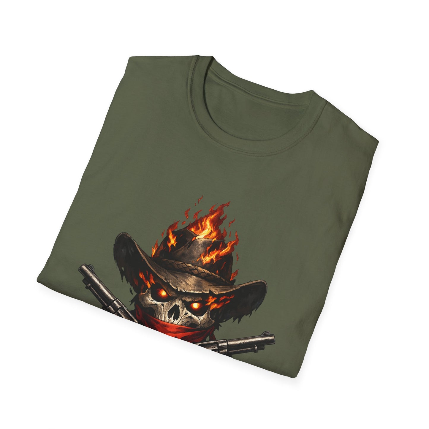 Flaming Skull Cowboy T-Shirt – Western Outlaw Graphic Tee