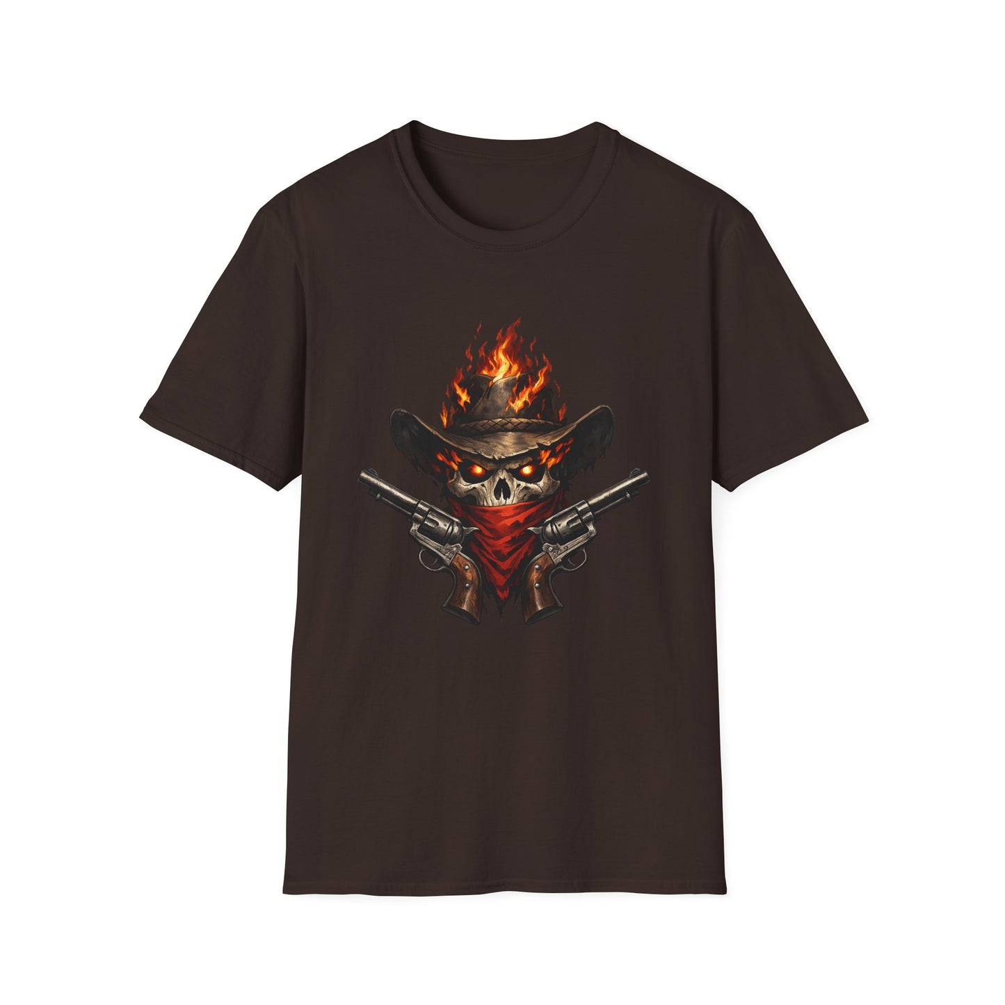 Flaming Skull Cowboy T-Shirt – Western Outlaw Graphic Tee