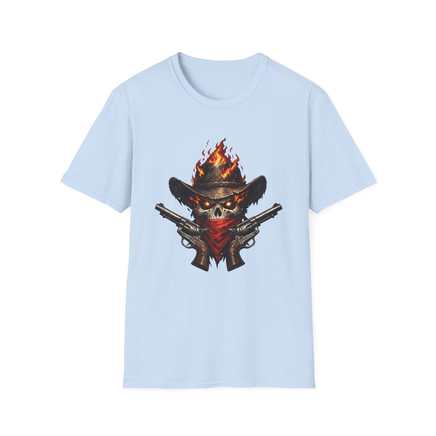 Flaming Skull Cowboy T-Shirt – Western Outlaw Graphic Tee