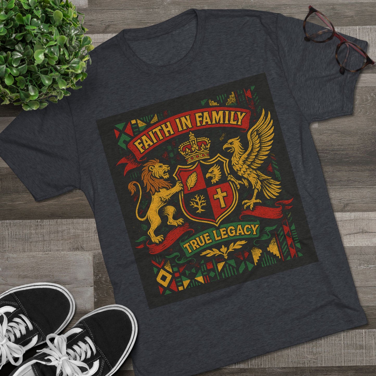 Juneteenth-Heritage-Inspired Unisex Crew Tee, Vintage Style Tee, Christian Apparel, Faith in Family Graphic T-Shirt
