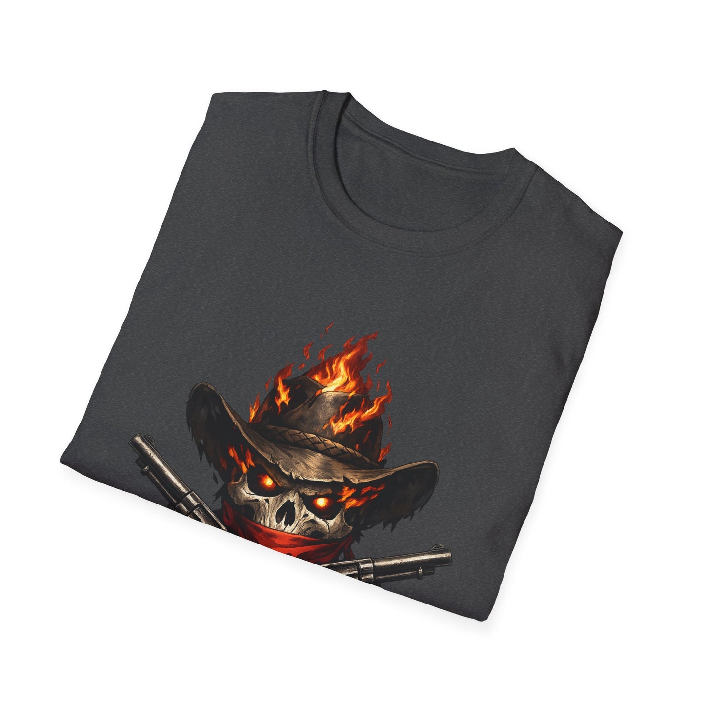 Flaming Skull Cowboy T-Shirt – Western Outlaw Graphic Tee