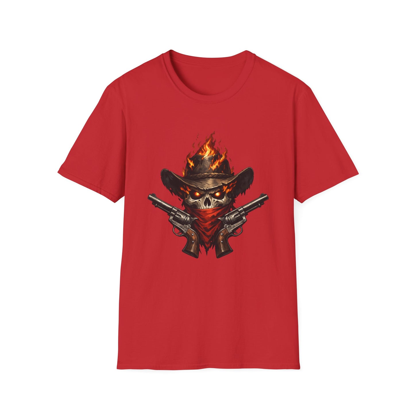 Flaming Skull Cowboy T-Shirt – Western Outlaw Graphic Tee
