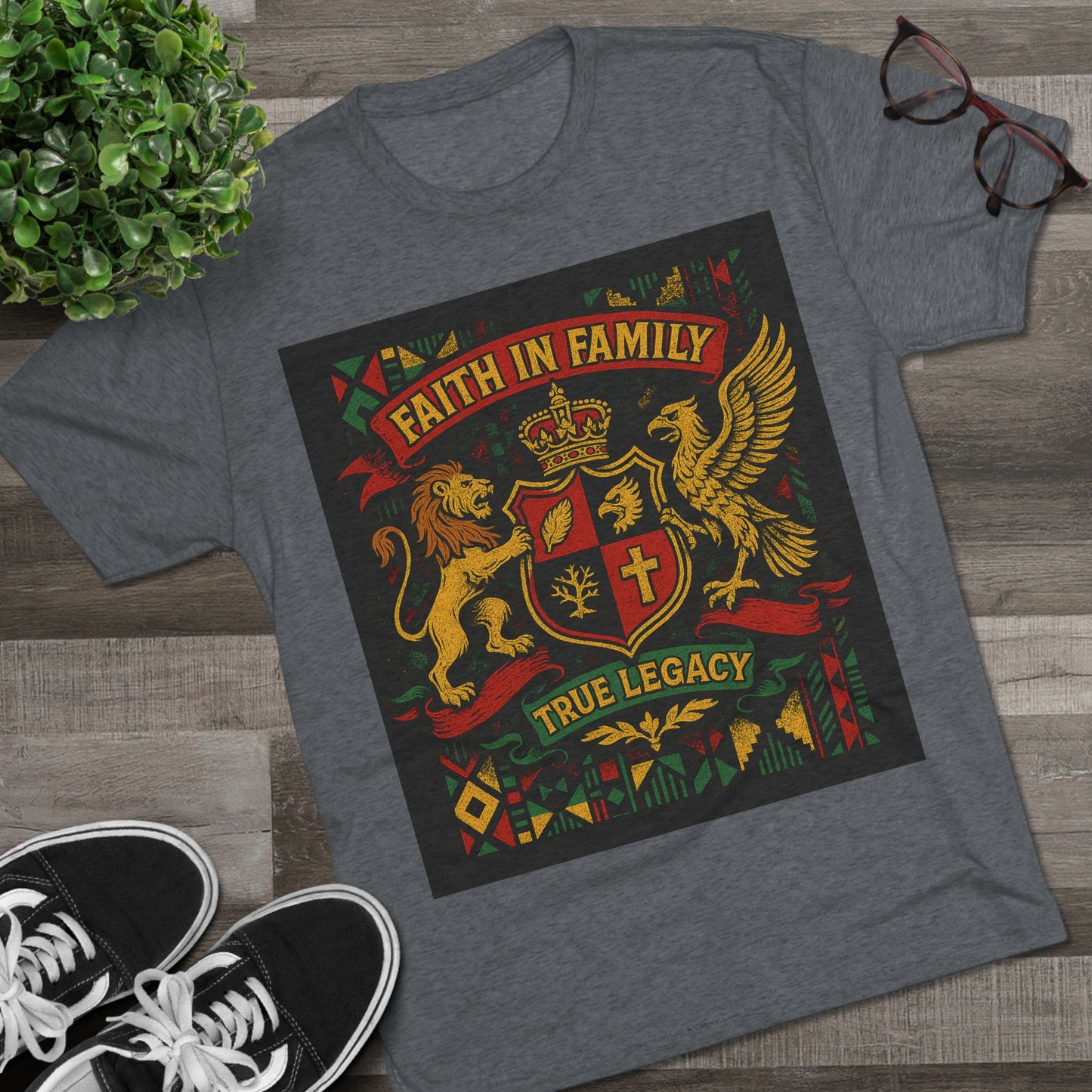 Juneteenth-Heritage-Inspired Unisex Crew Tee, Vintage Style Tee, Christian Apparel, Faith in Family Graphic T-Shirt