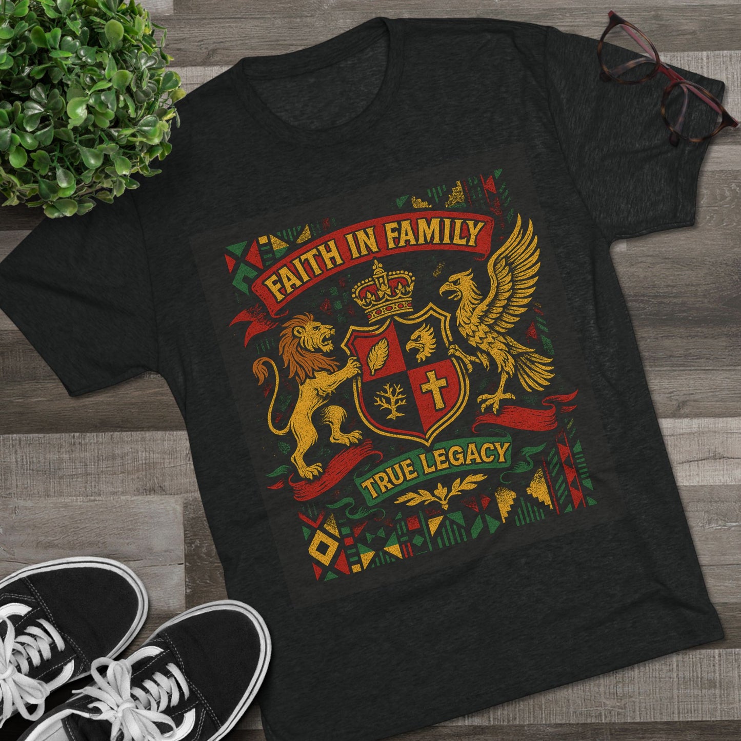 Juneteenth-Heritage-Inspired Unisex Crew Tee, Vintage Style Tee, Christian Apparel, Faith in Family Graphic T-Shirt