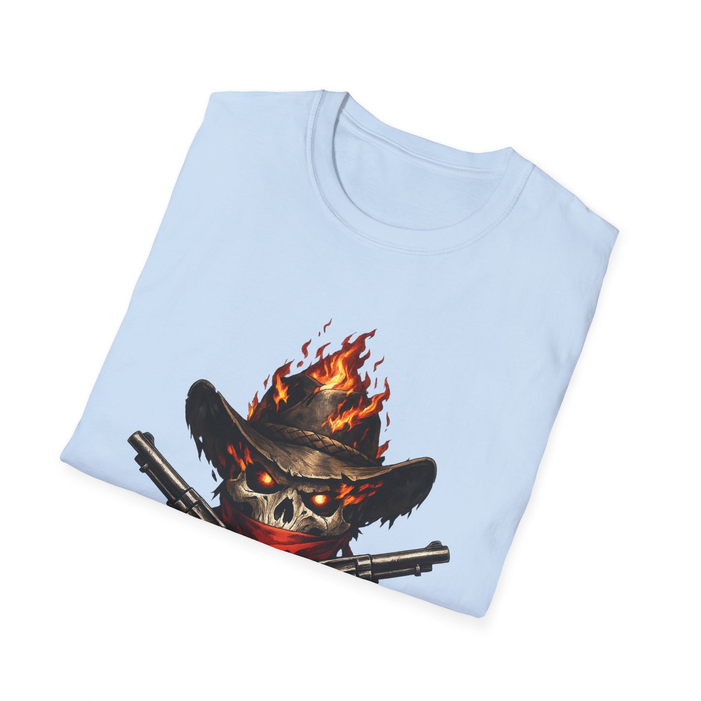 Flaming Skull Cowboy T-Shirt – Western Outlaw Graphic Tee